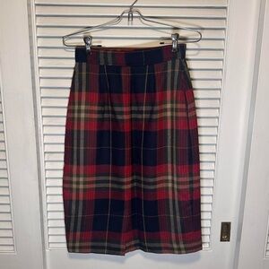 Vintage 90s Evan Picone Plaid 100% Wool Pencil Skirt